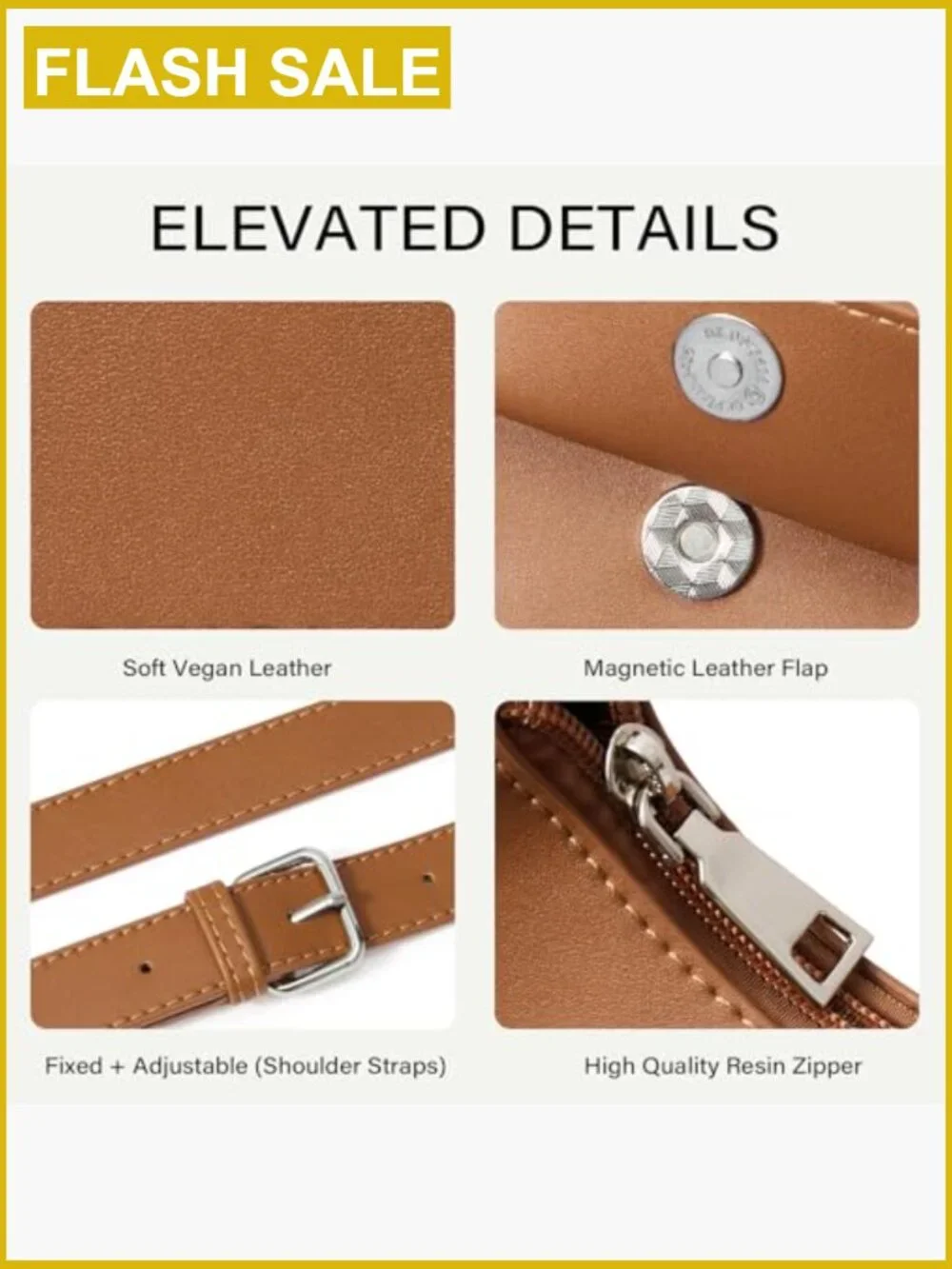 RFID Blocking Vegan Leather Hobo Handbag with Adjustable Crossbody Strap